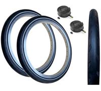 Baldys 16 x 1-3/8 Puncture Protected Black/Reflective Wall TYRES & Schrader Valve Inner Tubes Suitable For Brompton Bikes (PACK OF2)