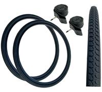 Baldys 26 x 1-3/8 Vintage Road Bike Tyres BLACK & Presta Valve Inner Tubes (Pack Of 2)