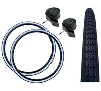 Baldys 26 x 1-3/8 Vintage Road Bike Tyres BLACK/WHITE WALL & Presta Valve Inner Tubes (Pack Of 2)
