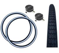 Baldys 26 x 1-3/8 Vintage Road Bike Tyres BLACK/WHITE WALL & Schrader Valve Inner Tubes (Pack Of 2)