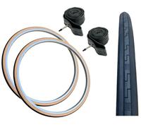 Baldys 27 x 1-1/4 Traditional/Vintage Bike Tyres BLACK/TAN WALL & Presta Valve Inner Tubes (PACK OF 2)