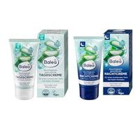 Balea Day Cream and Night Cream for Normal and Combination Skin, with 10% Aloe Vera, Moisturising, with Hydro Complex for Radiant Complexion, Vegan, Set of 2