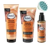 Balea Pack of 3: 1 x Professional Shampoo Dream Curls, 250 ml, 1 x Professional Conditioner Dream Curls, 200 ml, 1 x Professional Hair Oil Dream Curls, 100 ml + Scalp Massage Brush