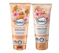 Balea Set of 2 - Body Lotion Cream Oil Almond Oil 200ml + Hand Lotion Cream Oil 100ml + Bonus Silicone Sponge