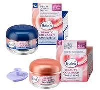 Balea Set of 2: Face Cream Beauty Collagen SPF15 50 ml + Night Cream Beauty Collagen 50 ml + Bonus Silicone Sponge