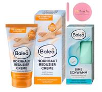 Balea Set of 2: Foot Cream, Callus Reducer Cream with Urea & Allantoin, 50 ml + Callus Remover Pumice Sponge, 1 Piece + Bonus Exfoliating Sponges
