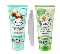 Balea Set of 2 - Foot & Nail Balm 100ml + Hand & Nail Balm Chamomile 100ml + Bonus Grit Nail File
