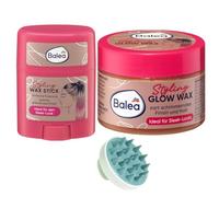 Balea Set of 2 - Hair Wax Styling Stick, 25g & Hair Wax Glow Wax, 75ml + Bonus Scalp Massage Brush