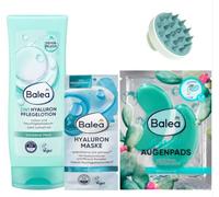 Balea Set of 3 Hyaluronic Care Lotion 200 ml + Face Mask Hyaluronic (2 x 8 ml), 16 ml + Eye Pads Hydrogel Cactus Water (1 Pair), 2 Pieces + Bonus Massage Brush for the Whole Body