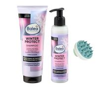 Balea Winter Protect Shampoo 250 ml + Winter Protect Hair Milk 150 ml + Bonus Scalp Massage Brush Set of 2