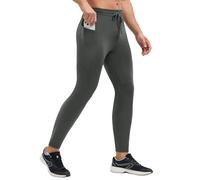 baleaf Men's Fleece Lined Running Tights Thermal Leggings for Men Cold Weather Compression Pants Zipper Pockets Stretch Cycling Gear Hiking Workout Dark Gray XXL