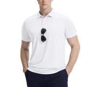 baleaf Men's Golf Polo Shirt Quick Dry Short Sleeve Mesh Polo T-Shirts UPF 50+ Sun Protection Lightweight White XXL