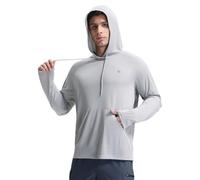 baleaf Men's Hooded Pullover Summer Rashguard Long Sleeve Quick-Drying Swimming Shirts UPF 50+ Hoodie Shirt UV Pullover Long Sleeve, gray, L