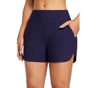 baleaf Swim Shorts Womens Tummy Control High Waisted Swimming Board Shorts with Pockets Liner Quick Dry 3'' UPF 50+ Navy XXL