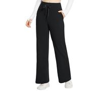 baleaf Women Fleece Lined Straight Leg Sweatpants with Pockets Wide Leg Trousers for Women High Waisted Joggers Drawstring Pants Black XS