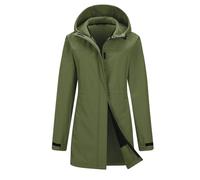 baleaf Women’s Fleece Lined Softshell Jacket Long Rain Coats Lightweight Water Resistant Ladies Windbreaker Long Jacket for Hiking Army Green L