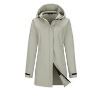 baleaf Women’s Fleece Lined Softshell Jacket Long Rain Coats Lightweight Water Resistant Ladies Windbreaker Long Jacket for Hiking Khaki M