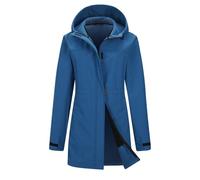 baleaf Women’s Fleece Lined Softshell Jacket Long Rain Coats Lightweight Water Resistant Ladies Windbreaker Long Jacket for Hiking Blue XXL