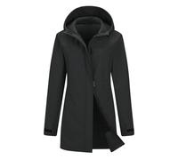 baleaf Women’s Fleece Lined Softshell Jacket Long Rain Coats Lightweight Water Resistant Ladies Windbreaker Long Jacket for Hiking Black S
