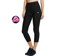 baleaf Women's 3/4 Padded Cycling Leggings High Waisted Cycle Shorts Breathable Bike Shorts with Pockets Biking Pants UPF 50+ Anti-Slip Quick Dry Black-Line S