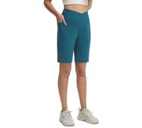 baleaf Women's Bermuda Shorts 9" Above Knee Length with Pockets High Waisted Ladies Short Walking Athletic Casual Summer Peacock Blue S