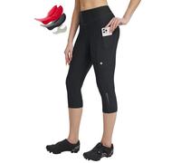 baleaf Women's Bike Pants Lycra Padded 3/4 Cycling Capris Shorts High Waist Biking Bicycle Padding Tights Black L