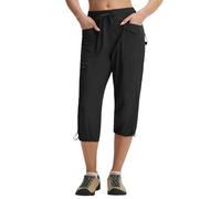 baleaf Womens Cropped Hiking Trousers with 7 Pockets Utility Lightweight Quick Dry Cargo Pants for Outdoor Walking Travel Black XL