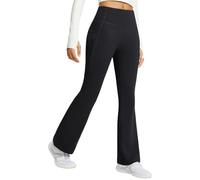 baleaf Women's Fleece Lined Flared Leggings Thermal Trousers with Pockets Walking Yoga Pants Water Resistant High Waisted Bootcut Bootleg Black M