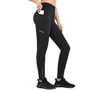 baleaf Women's Fleece Lined Leggings Cycling Waterproof Trousers Winter Running Pants with Zip Pockets High Waisted Hiking Tights Black XXL