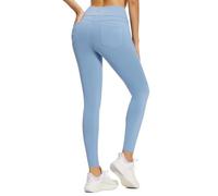 baleaf Women's Fleece Lined Leggings Jeans Look High Waisted Thermal Jeggings with Pockets Winter Workout Sports Trousers Blue M