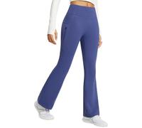 baleaf Women's Fleece Lined Trousers Flared Leggings Thermal Yoga Pants with Pockets Walking Water Resistant High Waisted Bootcut Bootleg Blue XS