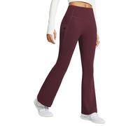 baleaf Women's Fleece Lined Trousers Thermal Flared Leggings Walking Yoga Pants with Pockets Water Resistant High Waisted Bootcut Bootleg Wine Red S
