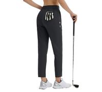 baleaf Women's Golf Pants Stretch with Belt Loops Zipper Pockets Travel Casual Work Bussiness Dress UPF 50+ Black XL
