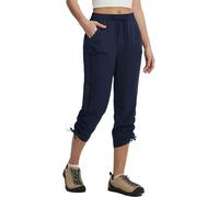 baleaf Womens Hiking Capri Trousers with 4 Pockets Water Resistant Lightweight Quick Dry Cropped Trouser for Outdoor Walking Casual Wear Navy Blue M