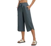 baleaf Women's Long Summer Shorts High Waisted Capri Trousers Workout Yoga Soft Quick Dry Grey L