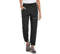 baleaf Women's Outdoor Hiking Trousers Waterproof Quick-Drying Lightweight Trekking Trousers Capris UV Protection UPF 50 Functional Trousers with Zip Pocket, Black-Petite, 3XL
