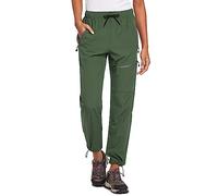 baleaf Women's Outdoor Hiking Trousers Waterproof Quick-Drying Lightweight Trekking Trousers Capris UV Protection UPF 50 Functional Trousers with Zip Pocket, Army Green-Petite, 3XL