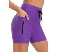 baleaf Women's Padded Bike Shorts High Waisted Cycling Underwear Zipper Pockets for Bicycle Biking Cycle Dark Purple L
