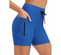 baleaf Women's Padded Bike Shorts High Waisted Cycling Underwear Zipper Pockets for Bicycle Biking Cycle Royal Blue XL