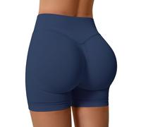 baleaf Womens Seamless Gym Shorts Scrunch Butt Lifting Cycling Short Workout High Waisted Yoga 4" Blue L