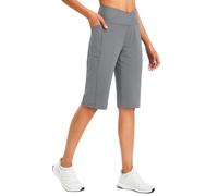 baleaf Womens Shorts Ladies Bermuda Running Long Short 14" Knee Length High Waisted Gym Shorts with Pockets Yoga