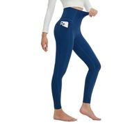 baleaf Womens Super High Waisted Leggings with Pockets Yoga Pants Tummy Control Gym Legging Running Gibraltar Sea L