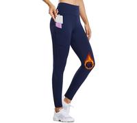 baleaf Women's Thermal Leggings Fleece Lined Water Resistant Legging High Waisted Winter Running Hiking Sports Trousers with Pockets Navy 3XL