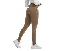 baleaf Women's Thermal Leggings Fleece Lined Winter Running Trousers High Waisted Warm Pants with Cross Pockets Tights for Hiking Brown XXL