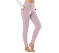 baleaf Women's Thermal Leggings with Pockets Fleece Lined Yoga Pants Winter Warm High Waisted Trousers Light Purple M