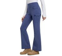 baleaf Womens Thick Fleece Lined Water Resistant Trousers Winter Thermal Flare Leggings with Cargo Pockets Hiking Walking Ski Pants Blue XS