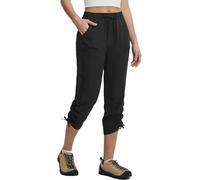 baleaf Womens Walking Capri Trousers with 4 Pockets Water Resistant Lightweight Quick Dry Cropped Trouser for Outdoor Hiking Casual Wear Black XXL