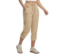 baleaf Womens Walking Capri Trousers with 4 Pockets Water Resistant Lightweight Quick Dry Cropped Trouser for Outdoor Hiking Casual Wear Khaki L