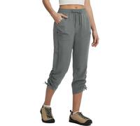 baleaf Womens Walking Capri Trousers with 4 Pockets Water Resistant Lightweight Quick Dry Cropped Trouser for Outdoor Hiking Casual Wear Dark Gray L