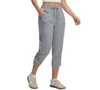 baleaf Womens Walking Capri Trousers with 4 Pockets Water Resistant Lightweight Quick Dry Cropped Trouser for Outdoor Hiking Casual Wear Gray S